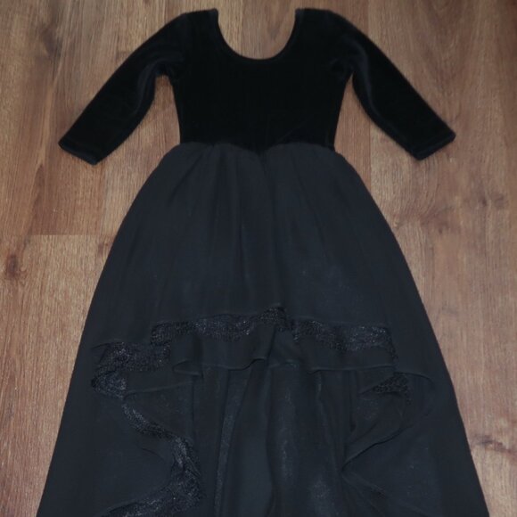Girls Pleiades Designs Black Ballerina Eliza Velour Hi Lo Chiffon Lace Dress 4T - Picture 3 of 5